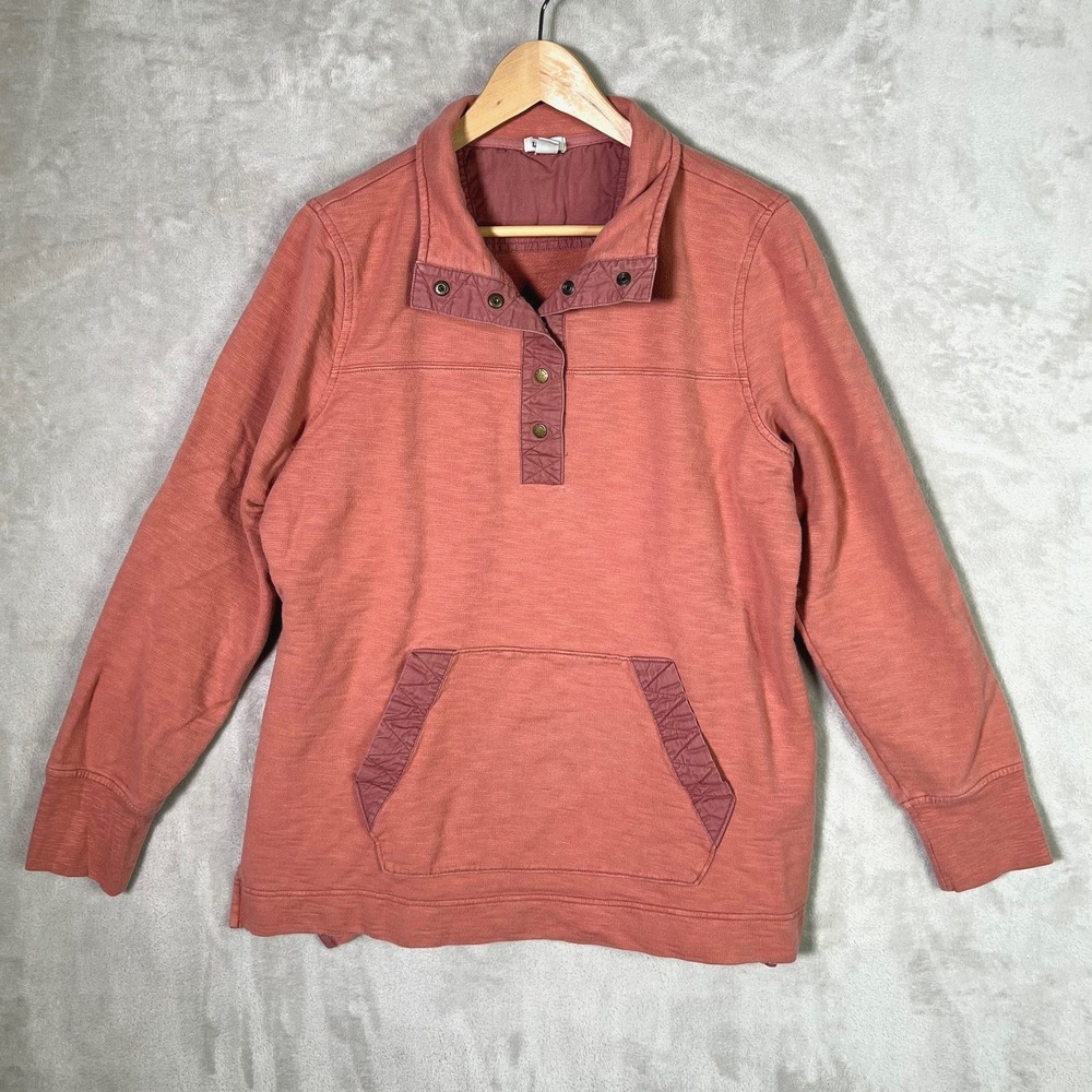 LL Bean Sweatshirt Large Nantucket Red Snap Organic Cotton Shirt Gorpcore Hike